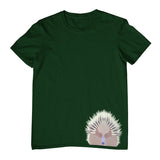 Echidna Face Hem Print Childrens T-Shirt (Bottle Green)