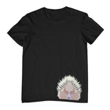 Echidna Face Hem Print Childrens T-Shirt (Black)
