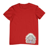 Echidna Face Hem Print Childrens T-Shirt (Dark Red)