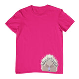 Echidna Face Hem Print Childrens T-Shirt (Hot Pink)