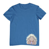 Echidna Face Hem Print Childrens T-Shirt (Indigo)