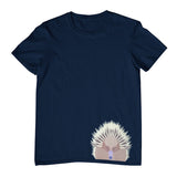 Echidna Face Hem Print Childrens T-Shirt (Jr Navy)