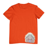 Echidna Face Hem Print Childrens T-Shirt (Orange)