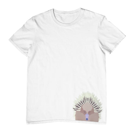 Echidna Face Hem Print Childrens T-Shirt (White)