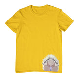 Echidna Face Hem Print Childrens T-Shirt (Yellow Gold)