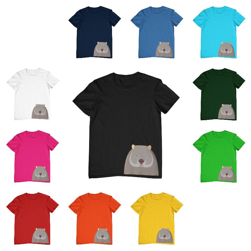 Wombat Face Hem Print Childrens T-Shirt (Various Colours)