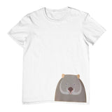 Wombat Face Hem Print Childrens T-Shirt (White)