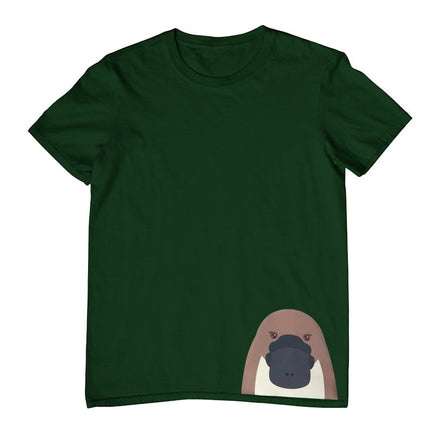 Platypus Head Hem Print Childrens T-Shirt (Bottle Green)