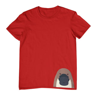 Platypus Head Hem Print Childrens T-Shirt (Dark Red)