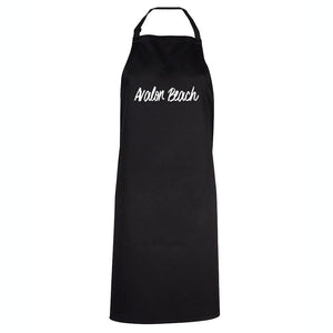 Avalon Beach White Text Logo Apron (Black, 86x93cm)