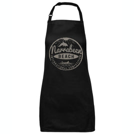 Narrabeen Beach Surf Logo Apron (Black, 65x71cm)