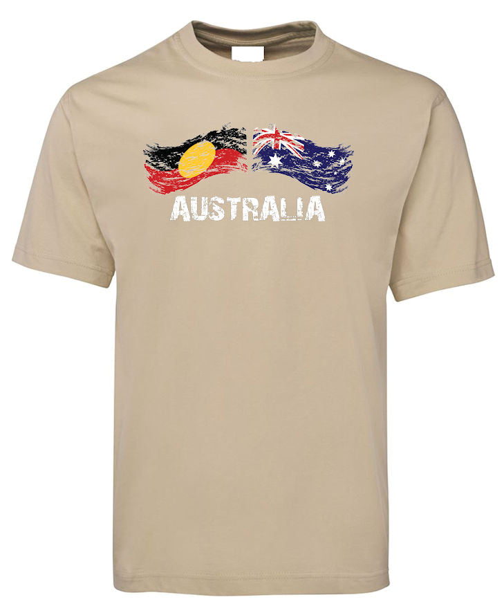 Australian Aboriginal Flag Distressed Style Adults T-Shirt (Colour Choices)