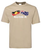 Australian & Aboriginal Flag Distressed Style Adults T-Shirt (Bone)