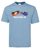 Australian & Aboriginal Flag Distressed Style Adults T-Shirt (Light Blue)