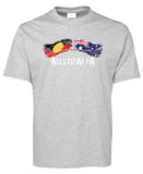 Australian & Aboriginal Flag Distressed Style Adults T-Shirt (Snow Grey)