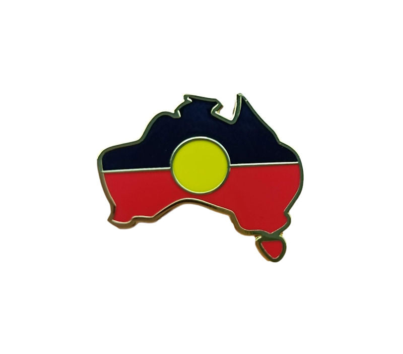 Aboriginal Flag Badge (Map of Australia Shape)