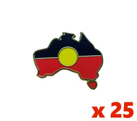 Aboriginal Flag Badge (Map of Australia Shape) - Pack of 25