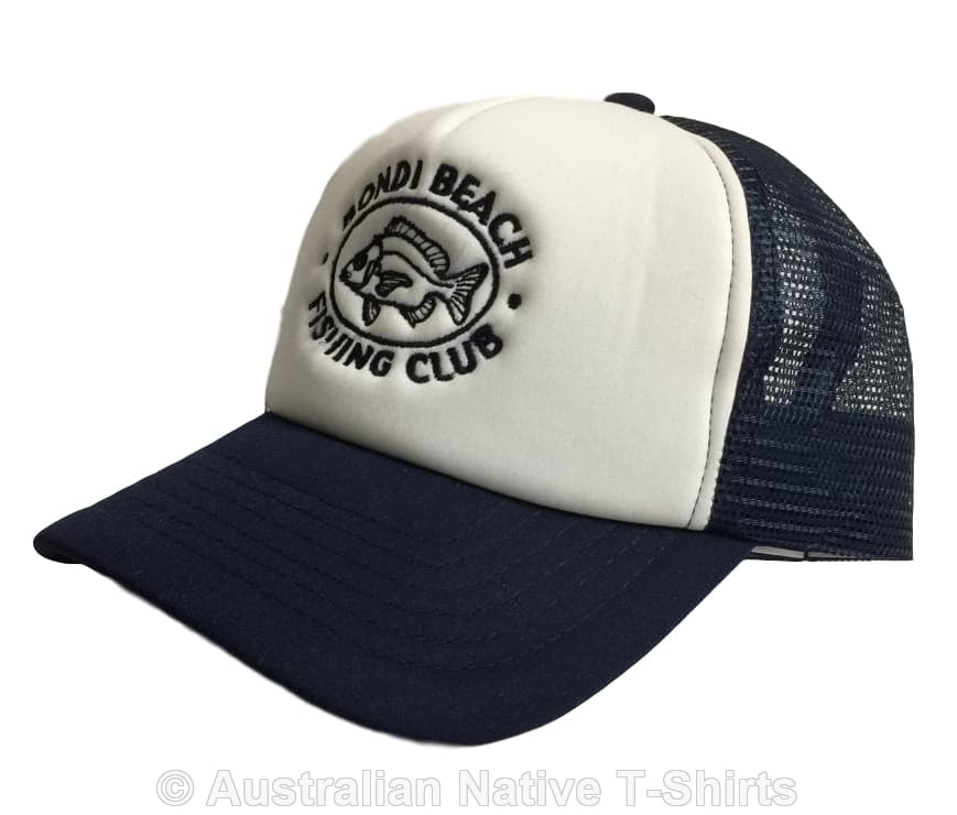 Bondi Beach Fishing Club Trucker Cap (Navy & White) - Australian Hats & Caps