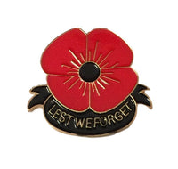 Lest We Forget Red Poppies Badge