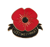 Lest We Forget Red Poppies Badge