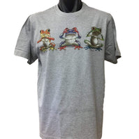 Three Wise Frogs Adults T-Shirt (Grey Marle)