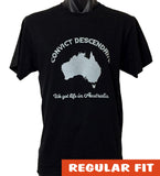 Australian Convict Descendant T-Shirt (Black, Grey Print)