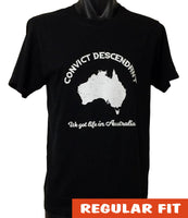 Australian Convict Descendant T-Shirt (Black, White Print)