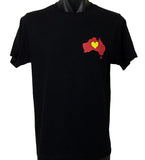 Aboriginal Flag Heart T-Shirt (Adult Sizes)