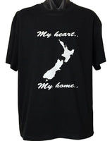 My Heart My Home New Zealand Map T-Shirt (Black)