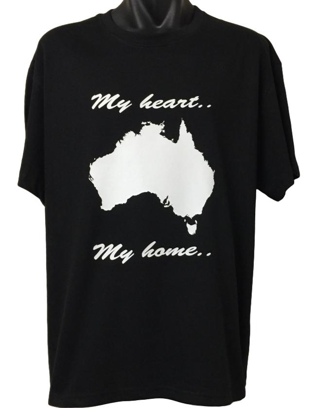 My Heart My Home Australia Map T-Shirt (Black)