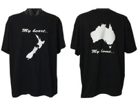 My Heart New Zealand My Home Australia T-Shirt (Double Sided)