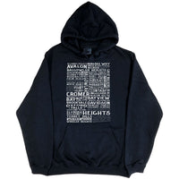 Northern Beaches Suburbs List Hoodie (Black)