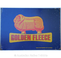 Golden Fleece Ram on Blue Tin Sign (50cm x 35cm)