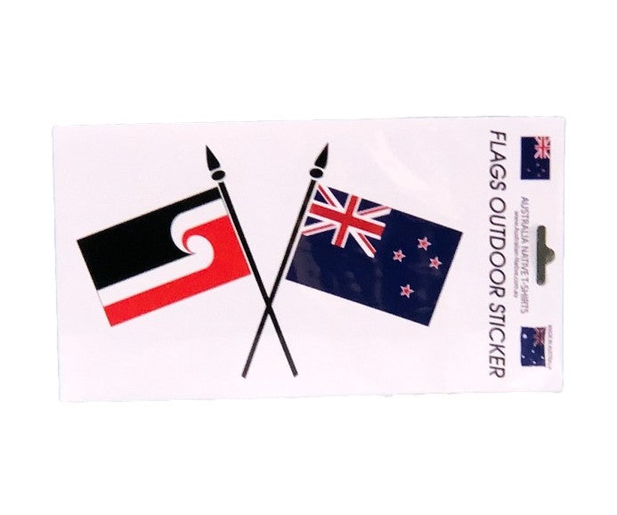 Maori Flag & New Zealand Flag Crossed Formation Sticker