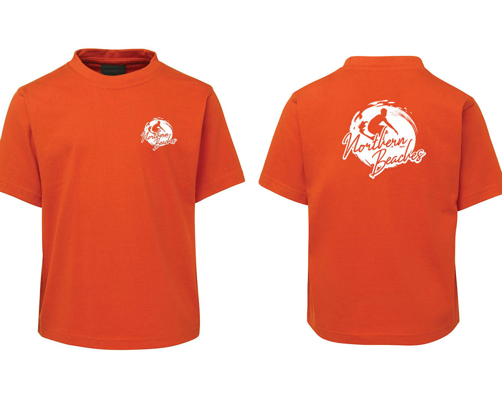 Northern Beaches Surf Childrens T-Shirt (Orange, Double-Sided, Shortsleeve)
