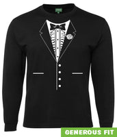 Bow Tie Tuxedo Longsleeve T-Shirt (Black)