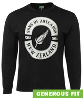 Sons of Aotearoa Silver Fern Longsleeve T-Shirt (Black)