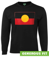 Aboriginal Flag Longsleeve T-Shirt (True Colour, Black)