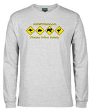 Australian Animal Road Signs Longsleeve T-Shirt (Snow Marle)