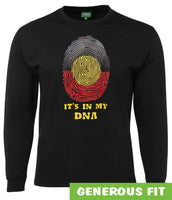 Aboriginal Flag In My DNA Longsleeve T-Shirt (Black)