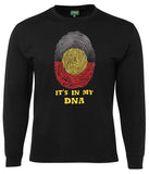Aboriginal Flag In My DNA Longsleeve T-Shirt (Black) - Loose Fit