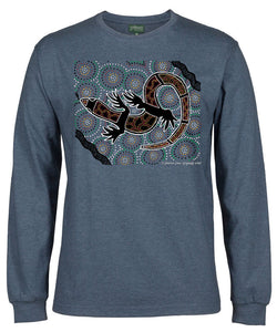 My Lizard Longsleeve T-Shirt by Shannon Shaw (Denim Marle)