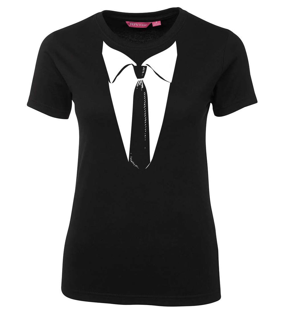 Formal Black Tie Ladies T-Shirt (Black)