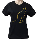Gold Kangaroo Ladies T-Shirt (Black)