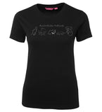 Line of Australian Animals Ladies T-Shirt (Black)