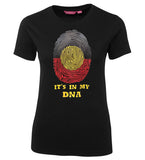 Aboriginal Flag In My DNA Ladies Tee (Black)
