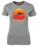Kangaroo Sunset Ladies T-Shirt (Grey)