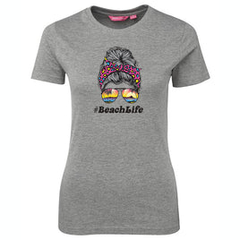 #BeachLife Logo Ladies T-Shirt (Marle Grey, Shortsleeve)