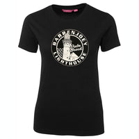 Barrenjoey Lighthouse Palm Beach Ladies T-Shirt (Black, Shortsleeve)