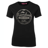 Narrabeen Beach Surf Logo Ladies T-Shirt (Black, Shortsleeve)